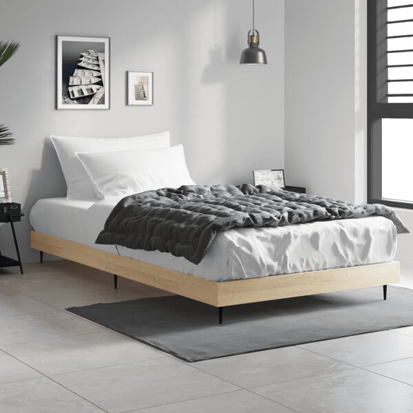 vidaXL Bed Frame without Mattress Sonoma Oak 100x200 cm Engineered Wood