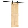 vidaXL Sliding Door Natural and Black 70 x 210 cm Solid Pine Wood