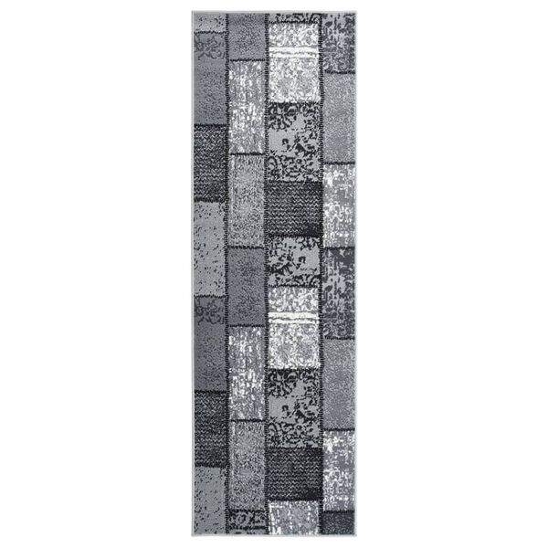 vidaXL Runner Rug BCF Grey with Block Pattern 80x300 cm