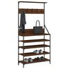 vidaXL Clothes Rack with Shoe Storage Brown Oak 90x34x184 cm