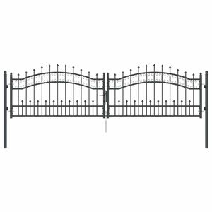 vidaXL Fence Gate with Spear Top KAMPEN 305 x 75 cm Steel Grey