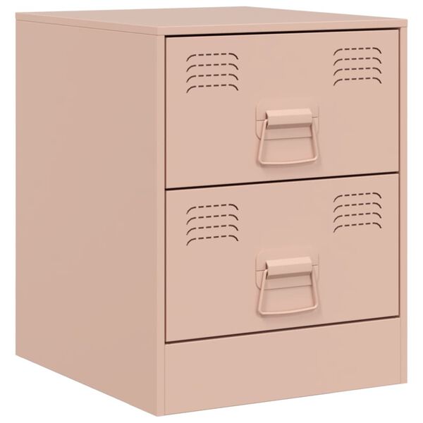 vidaXL Bedside Cabinet Pink 34.5x39x44 cm Steel