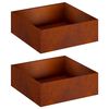 vidaXL Garden Planter 2 pcs Rusty 40 x 40 x 20 cm Weathering Steel
