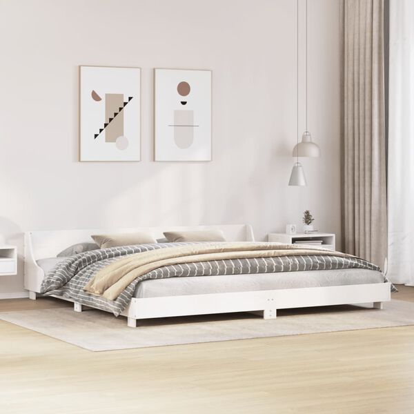 vidaXL Bed Frame without Mattress White 180x200 cm Super King Solid Wood Pine