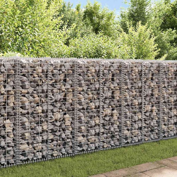 vidaXL Gabion Wall with Covers Galvanised Steel 20x20x100 cm