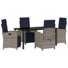 vidaXL Garden Dining Set 5 pcs Grey Poly Rattan