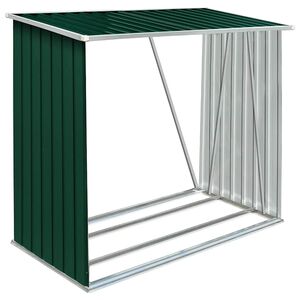 vidaXL Garden Log Storage Shed Galvanised Steel 163x83x154 cm Green