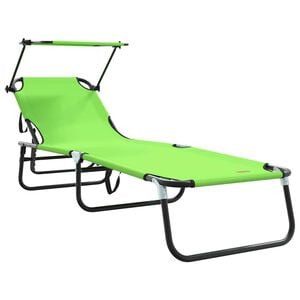 vidaXL Folding Sun Lounger Oxford Green