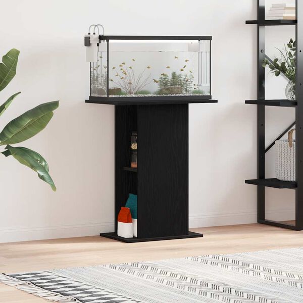 vidaXL Aquarium Stand Black Oak 60.5x36x72.5 cm Engineered Wood