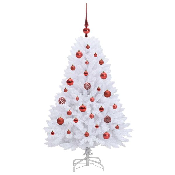 vidaXL Artificial Hinged Christmas Tree White 120 cm PVC and Steel