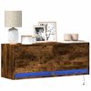 vidaXL TV Wall Cabinet with LED Lights Smoked Oak 100x31x35 cm