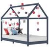 vidaXL Kids Bed Frame | Grey | Solid pine wood, plywood slats | 90x200cm