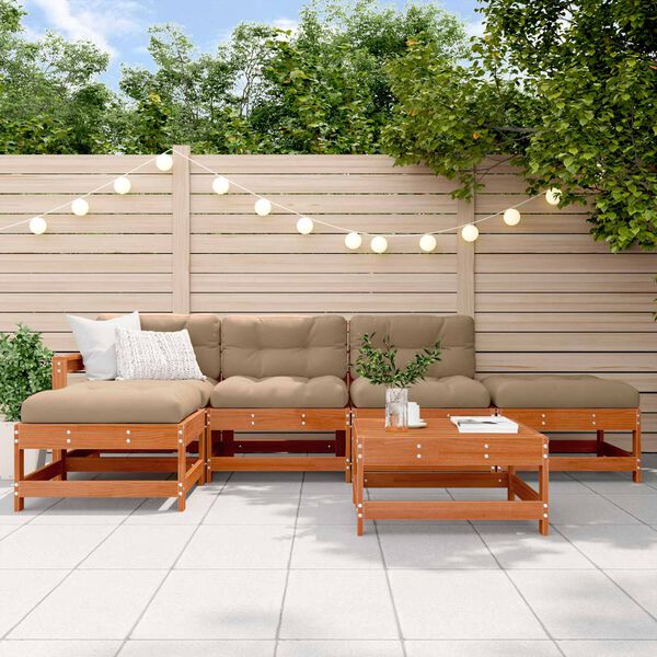 vidaXL Garden Lounge Set 6 pcs Wax Brown Solid Pine Wood