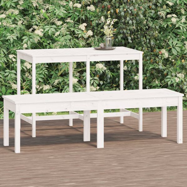 vidaXL 2-Seater Garden Bench White 159.5x44x45 cm Solid Wood Pine