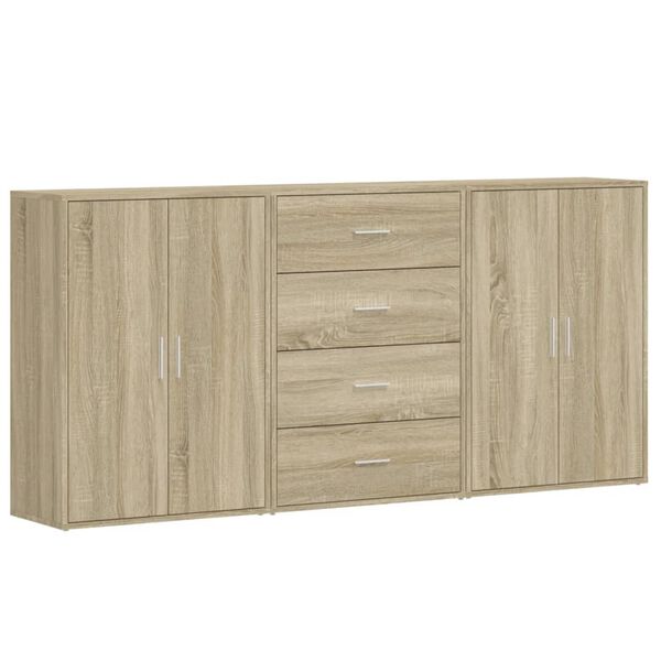 vidaXL Sideboards 3 pcs Sonoma Oak 60x31x84 cm Engineered Wood