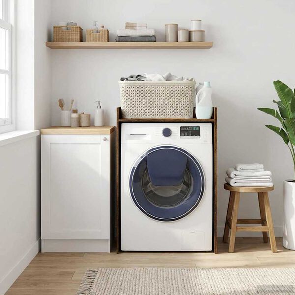 vidaXL Wash Machine Cabinet with Storage Smoked Oak 67.5 x 48 x 97 cm