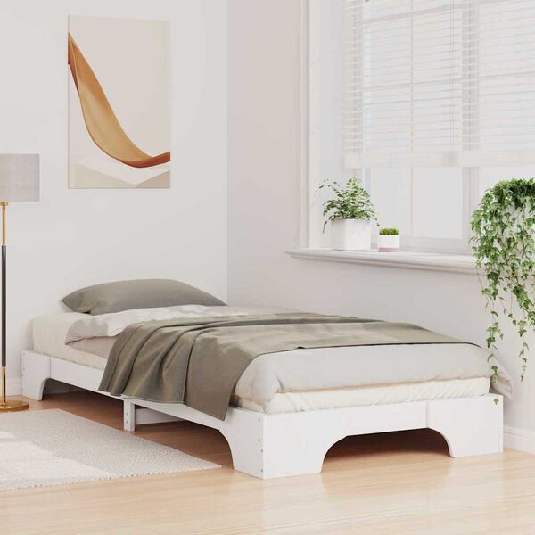 vidaXL Bed Frame White 90 x 220 cm Solid Pine Wood