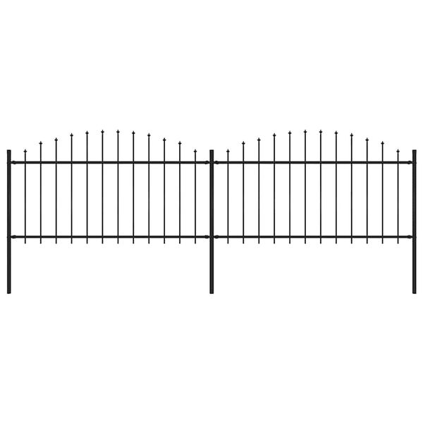 vidaXL Garden Fence with Spear Top Steel 359x150 cm Black