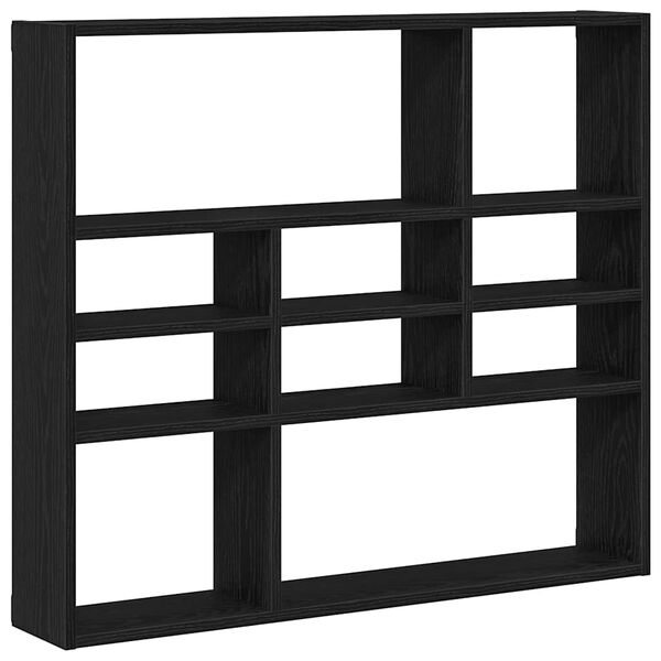 vidaXL Wall Shelf Black Oak 90x16x78 cm Engineered Wood