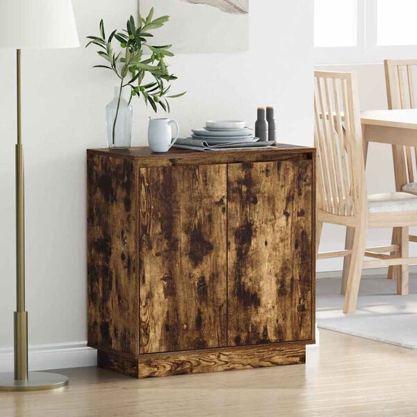 vidaXL LED Sideboard Smoked Oak 71 x 34.5 x 75 cm Engineered Wood