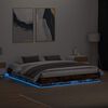 vidaXL Bed Frame with LED without Mattress Smoked Oak 180x200 cm Super King