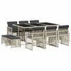 vidaXL 11 Piece Garden Dining Set with Cushions Light Grey Poly Rattan