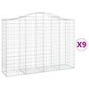 vidaXL Arched Gabion Baskets 9 pcs 200x50x140/160 cm Galvanised Iron