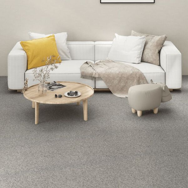 vidaXL Carpet Floor Tiles 16 pcs 4 m² 25x100 cm Light Grey