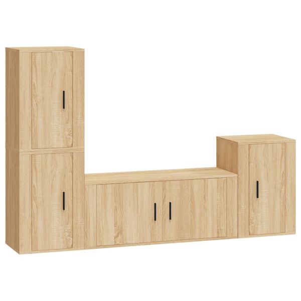 vidaXL 4 Piece TV Cabinet Set Sonoma Oak Engineered Wood