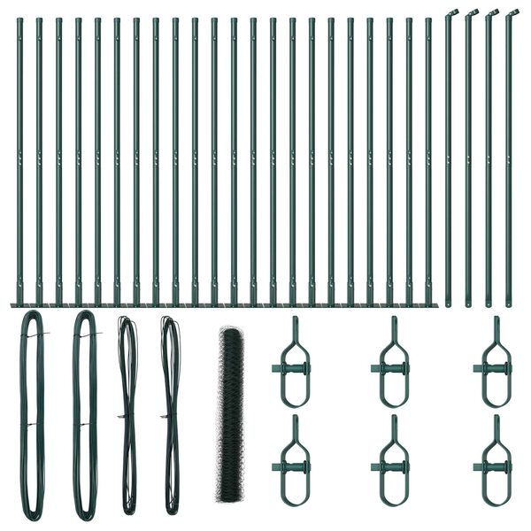 vidaXL Fence Post Green 50 x 1.2 m (36 mm mesh) Steel and PVC