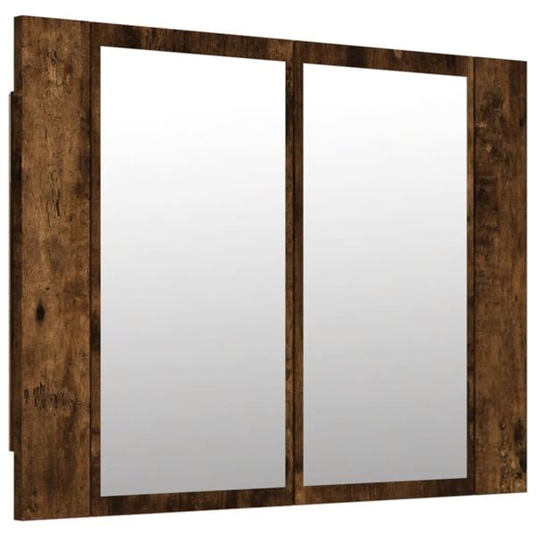 vidaXL LED Mirror Cabinet Smoked Oak 60x12x45 cm Engineered Wood