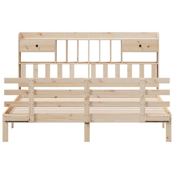 vidaXL Bookcase Bed without Mattress 180x200 cm Super King Solid Wood Pine