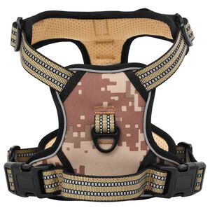 vidaXL Dog Harness with Reflective Stripes Adjustable Camouflage Brown M