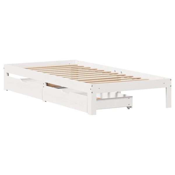 vidaXL Bed Frame with Drawers without Mattress White 90x190 cm Single