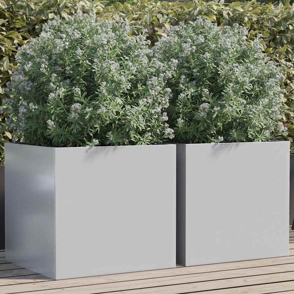 vidaXL Planters 2 pcs Silver 49x47x46 cm Galvanised Steel