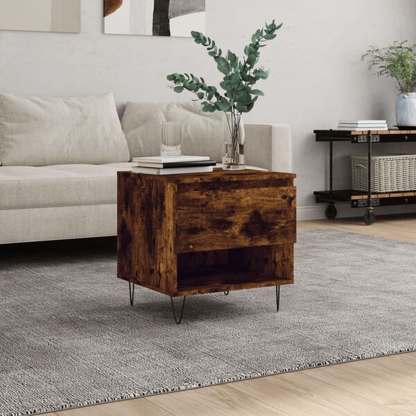vidaXL Coffee Table Smoked Oak 50x46x50 cm Engineered Wood