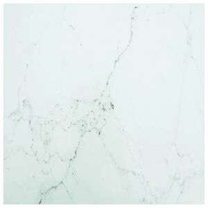vidaXL Table Top White 50x50 cm 6 mm Tempered Glass with Marble Design