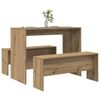 vidaXL 3 Piece Dining Table and Bench set Atisian Oak Engineered Wood