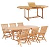 vidaXL Outdoor Dining Set | Warm wooden tone | Solid Teak Wood | 7 Piece Set