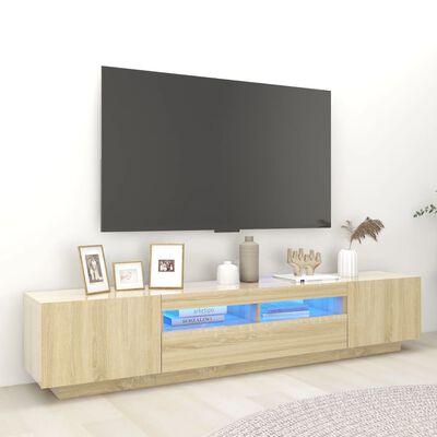 vidaXL TV Cabinet with LED Lights Sonoma Oak 200x35x40 cm