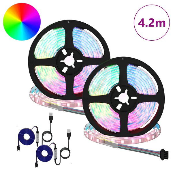 vidaXL LED Strip 4 pcs Black and Transparent 210 x 0.8 x 0.3 cm