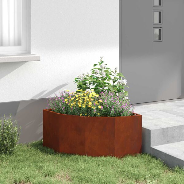 vidaXL Corner Planter Rusty 60 x 60 x 35 cm Weathering steel