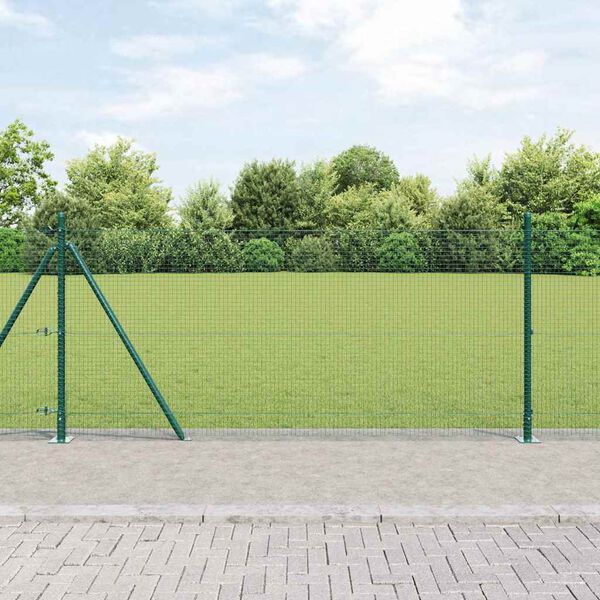 vidaXL Fence Post Green 25 x 0.8 m (19 x 19 mm mesh) Steel and PVC