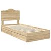 vidaXL Storage Bed with Drawer Sonoma Oak 90 x 200 cm Engineered Wood