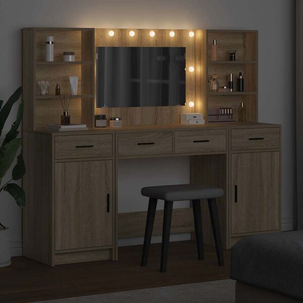 vidaXL Dressing Table Set with Drawer 3 pcs Sonoma Oak Engineered Wood