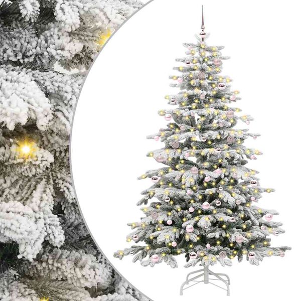 vidaXL Artificial Hinged Christmas Tree White 240 cm PE and PVC