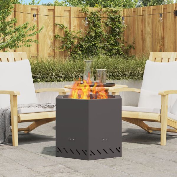vidaXL Smokeless Fire Pit Black 58 x 58 x 51 cm Steel