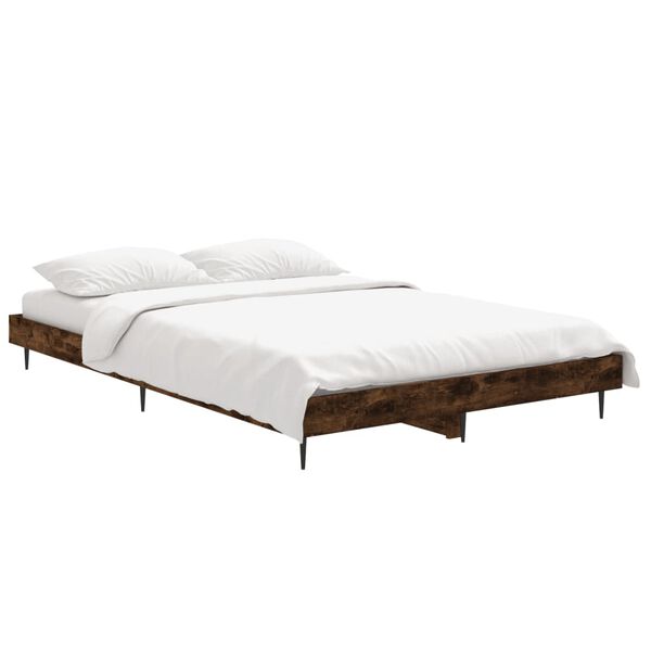 vidaXL Bed Frame without Mattress Smoked Oak 120x190 cm Small Double Engineered Wood