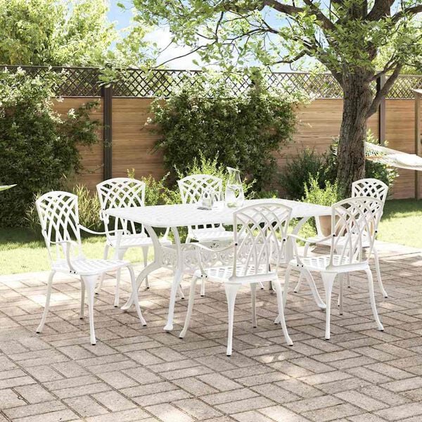 vidaXL Garden Dining Set 7 pcs White Aluminium