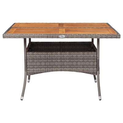 vidaXL Outdoor Dining Table Grey Poly Rattan and Solid Acacia Wood